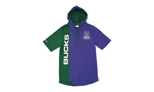 NBA Short Sleeve Split Hoodie "Milwaukee Bucks - Purple / Green" HDSSAJ19008 MBUPRGN