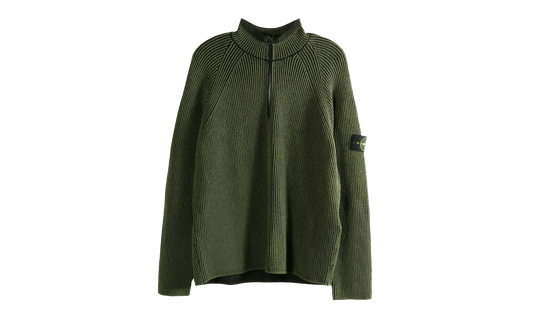 Half Zip Ribbed Polo Shirt "Military Green" 5100024 S00L7 V0054