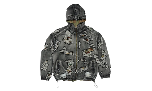 Hell Denim Camo Zip-Up Hoodie "Black" TC25JK2302