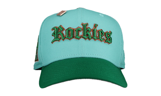 59FIFTY Colorado Rockies Old English Script Fitted Hat "Teal / Green" NE104