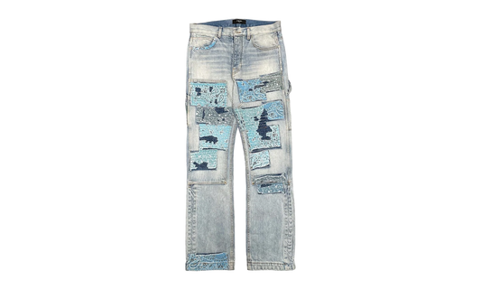 Patchwork Bandana Carpenter Jeans "Stone Indigo" AMIF MJ340
