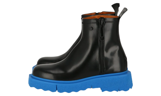 Leather Sponge Zip Boot "Black Blue" OMID004F22LEA0011045
