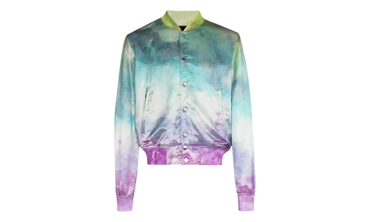 Watercolor Print Silk Bomber Jacket "Multicolor" F0M04179VS MUL