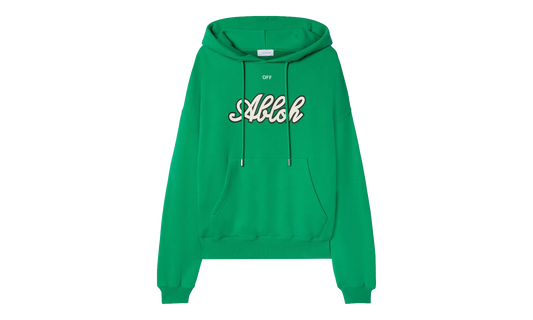 Varsity Print Cotton Hoodie "College Green" OMBB118S24FLE0055561