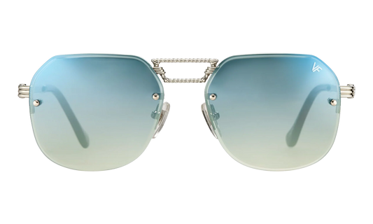 CEO Bevel Rimless Drill Mount 18KT "White Gold / Pastel Blue Flash Silver" DMCE2 0006 48A5