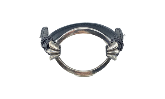 Open Oval Leather Bracelet "Black" CHRM0696