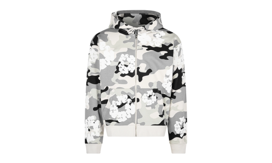 Cotton Wreath Zip Hoodie "White Camo" DT063