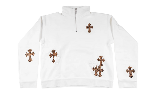 Cross Patch Quarter Zip Sweatshirt "White / Leopard" CHRM1079