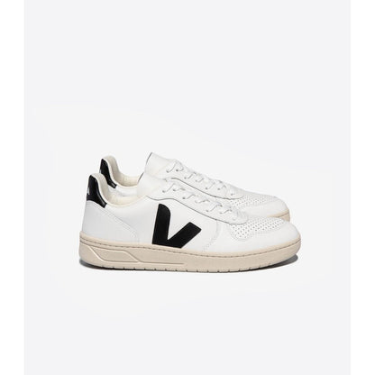 Men's V-10 Leather Sneaker in White Black
